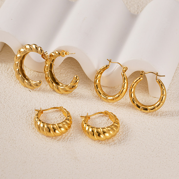 1 Pair Vacation Simple Style Twist Plating Stainless Steel  Gold Plated Ear Studs