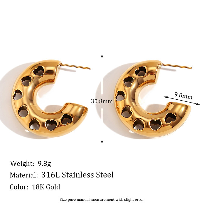 1 Pair Simple Style Classic Style Heart Shape Plating Stainless Steel  18K Gold Plated Ear Studs