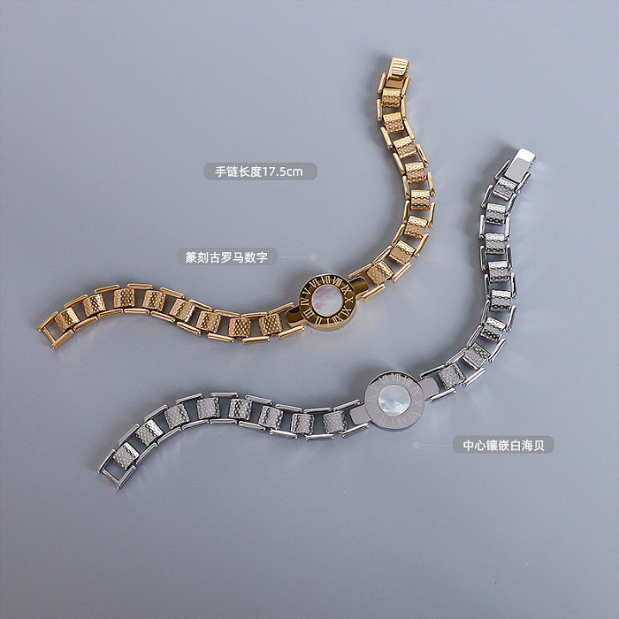 Plaque de montre à chiffres romains, coque, bracelet en acier titane