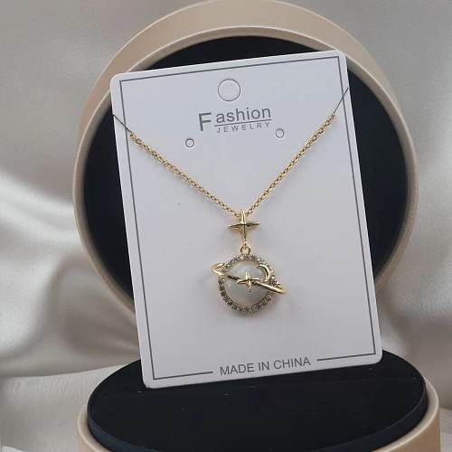 Simple Style Star Stainless Steel Necklace Inlay Artificial Gemstones Zircon Stainless Steel  Necklaces