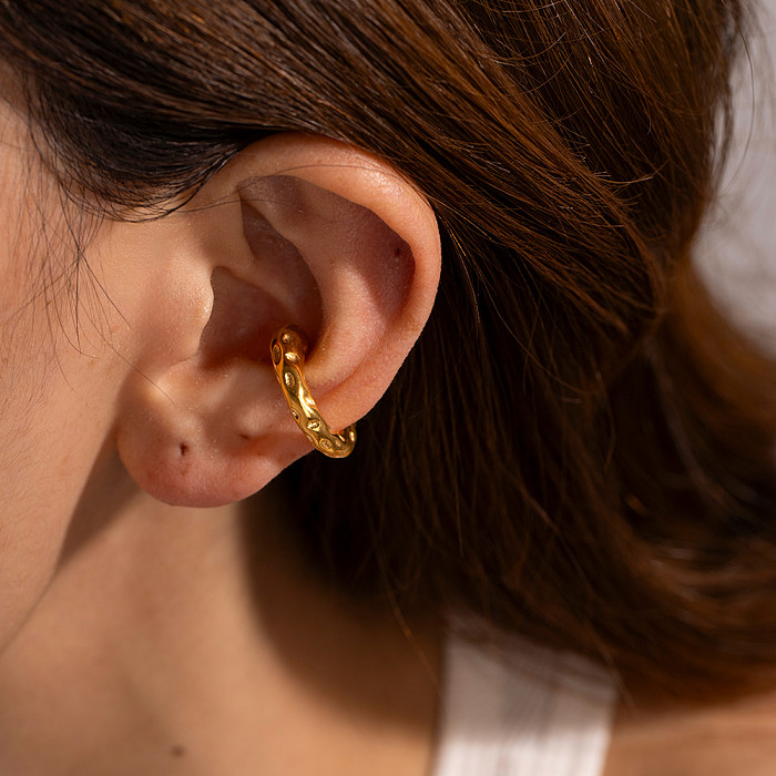 1 par de algemas de orelha banhadas a ouro 18K com revestimento geométrico retrô de aço inoxidável