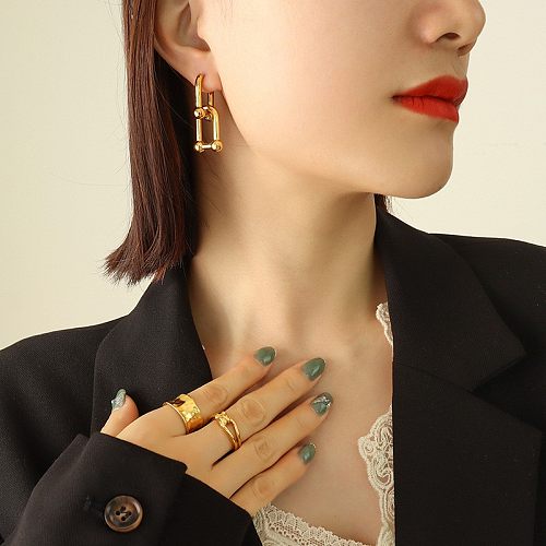 أزياء جديدة مجوهرات الفولاذ المقاوم للصدأ Vachette المشبك 18K الذهب تصفيح الأذن كليب
