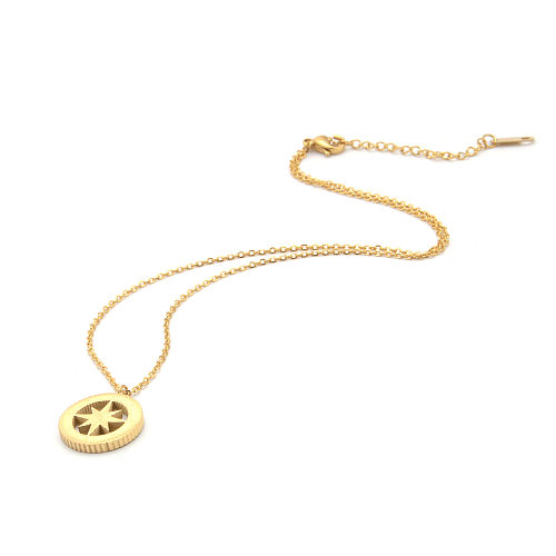 Simple Style Round Sun Lion Stainless Steel Plating Gold Plated Pendant Necklace