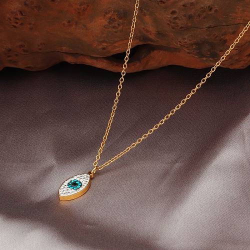 Casual Modern Style Devil'S Eye Stainless Steel  18K Gold Plated Rhinestones Pendant Necklace In Bulk