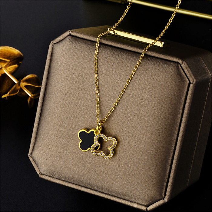 High-Grade Double-Layer Clover Necklace For Women 2023 New Trendy Special Interest Light Luxury Stainless Steel Colorfast Clavicle Chain Summer