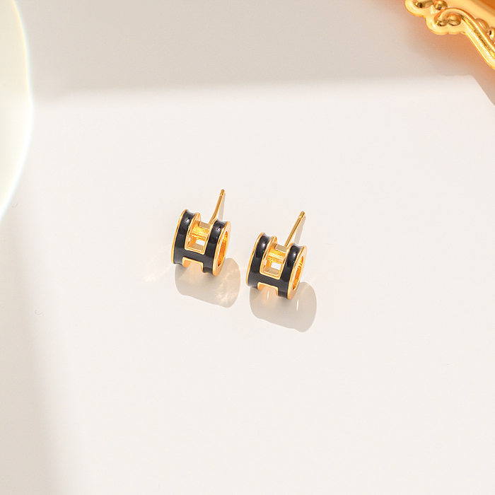 Clous d'oreilles géométriques en acier inoxydable, perles artificielles, strass, Style Simple, vente en gros, 1 paire