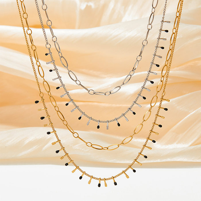 Retro-Rhombus-Emaille-Halsketten mit mehreren Lagen