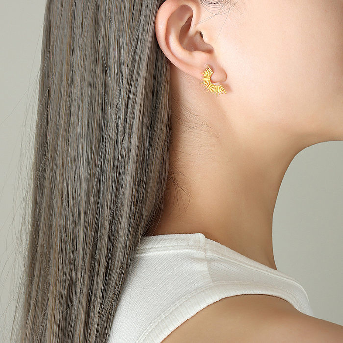 Boucles d'oreilles plaquées en acier inoxydable, style géométrique simple, 1 paire