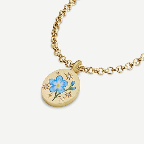 Retro Sweet Classic Style Flower Stainless Steel  Plating 18K Gold Plated Pendant Necklace