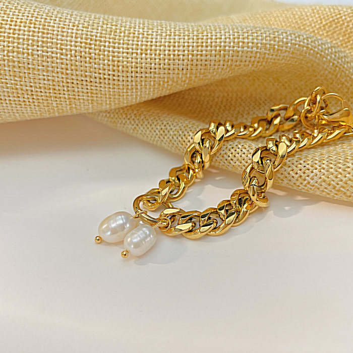 Einfache Armbänder aus Edelstahl mit Perlen und Titanstahl