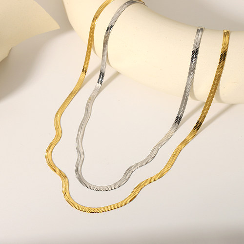 Collar chapado en oro de 18 quilates de acero inoxidable de color sólido de estilo simple de hip-hop a granel