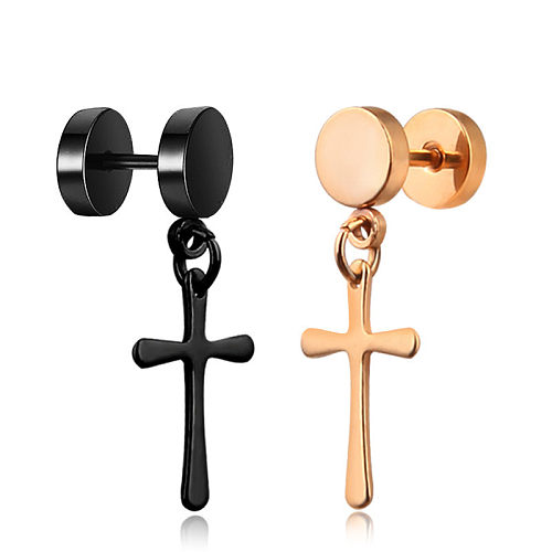 Simple Style Cross Stainless Steel Drop Earrings Plating Stainless Steel  Earrings 1 Piece