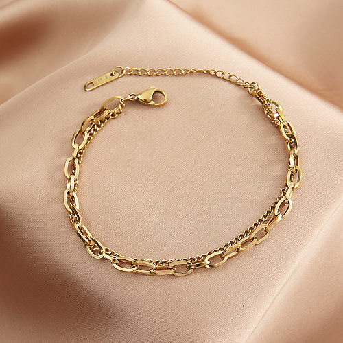Bracelets plaqués or en acier titane géométrique de style vintage