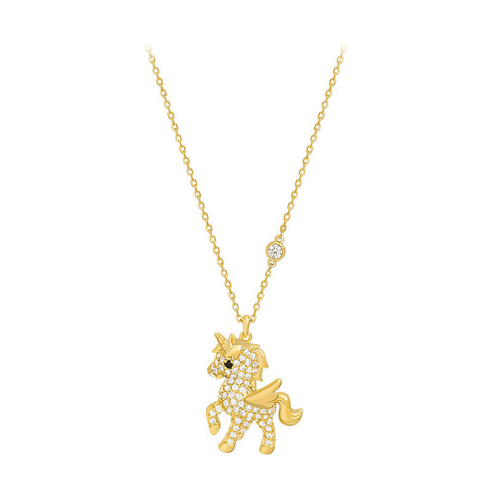 Wholesale Jewelry Unicorn Inlaid Rhinestone Pendant Necklace jewelry
