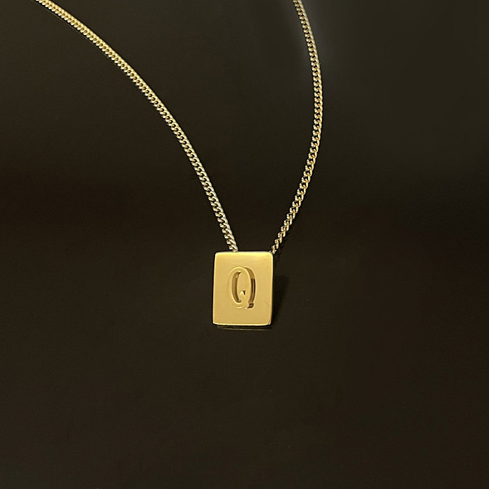 Collier rétro en acier inoxydable avec lettres plaquées, colliers en acier inoxydable