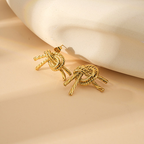 1 Pair Casual Vacation Classic Style Bends And Hitches Plating Stainless Steel  Gold Plated Ear Studs