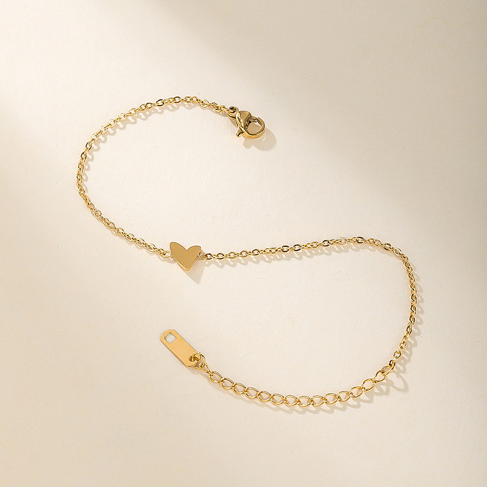 Bracelets plaqués or 18 carats en acier inoxydable et titane en forme de cœur, style simple, vente en gros
