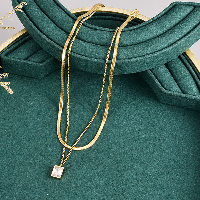 L67 French Retro Necklace For Women Summer Versatile Double Layer Twin Lady Clavicle Chain Fashion Design Stainless Steel Gold