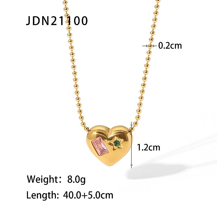 Fashion Geometric Stainless Steel  Pendant Necklace Plating Zircon Stainless Steel  Necklaces