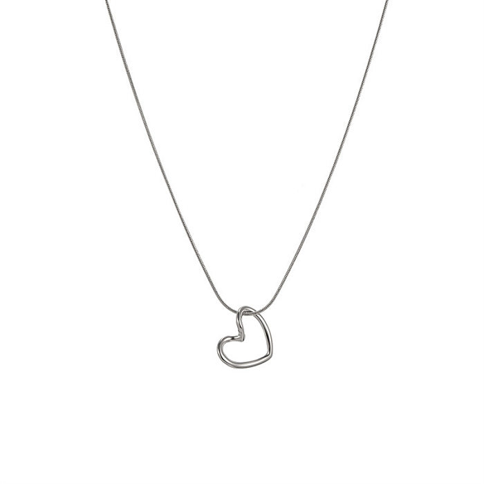1 Piece Simple Style Heart Shape Stainless Steel Plating Necklace