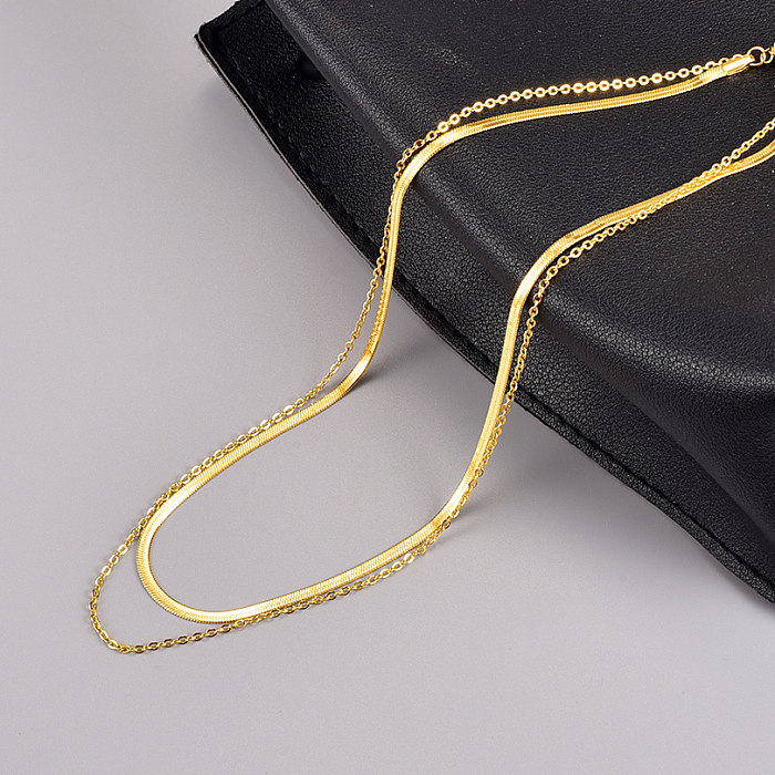 Simple Style Geometric Stainless Steel Layered Necklaces Plating Stainless Steel  Necklaces