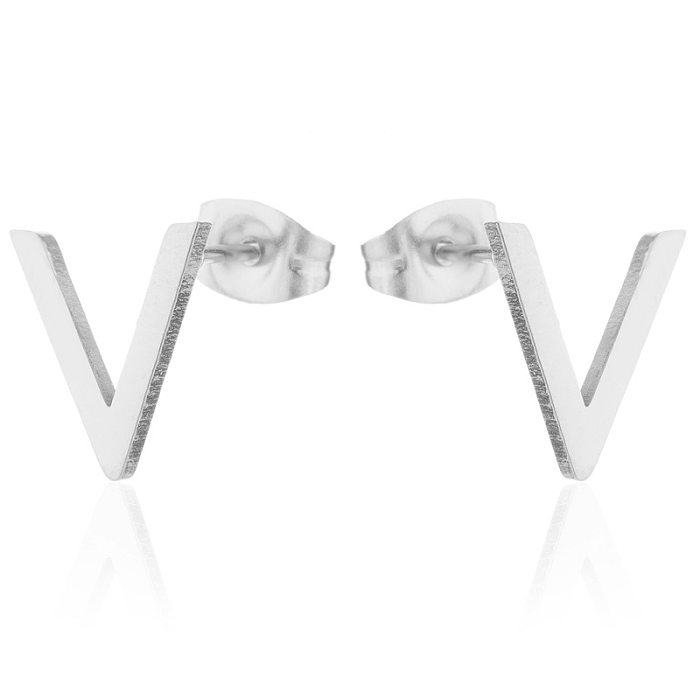Simple Style Triangle Moon Coconut Tree Stainless Steel  Asymmetrical Plating Ear Studs 1 Pair