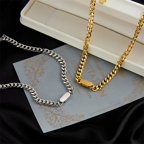 Retro Punk Solid Color Stainless Steel Plating 18K Gold Plated Necklace