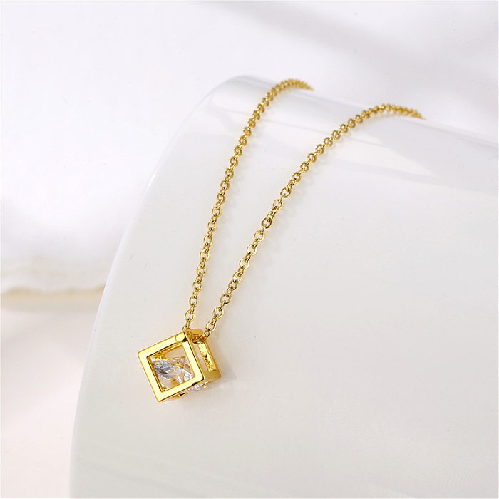 Simple Style Geometric Stainless Steel  Plating Inlay Zircon Necklace