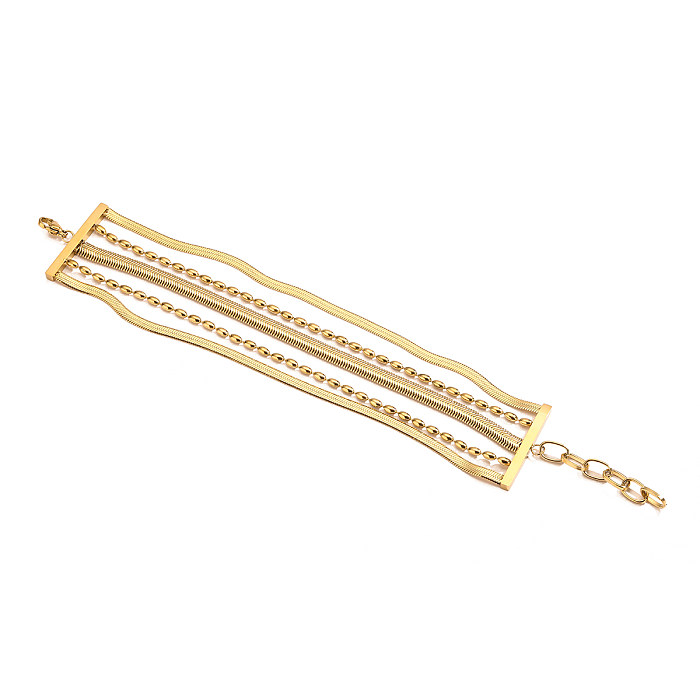 Wholesale Vintage Style Exaggerated Simple Style Solid Color Titanium Steel Plating 18K Gold Plated Bracelets