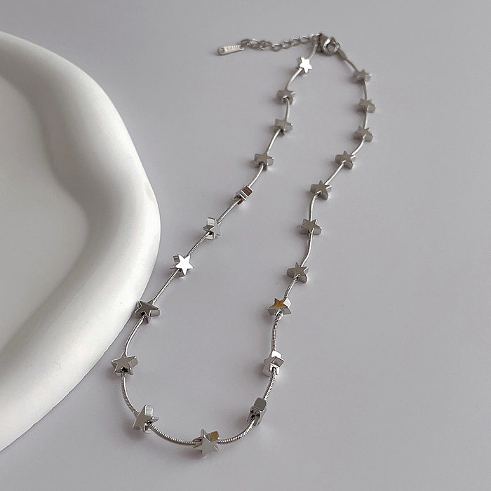 Modische Stern-Herzform-Halskette mit Edelstahlbeschichtung, 1 Stück