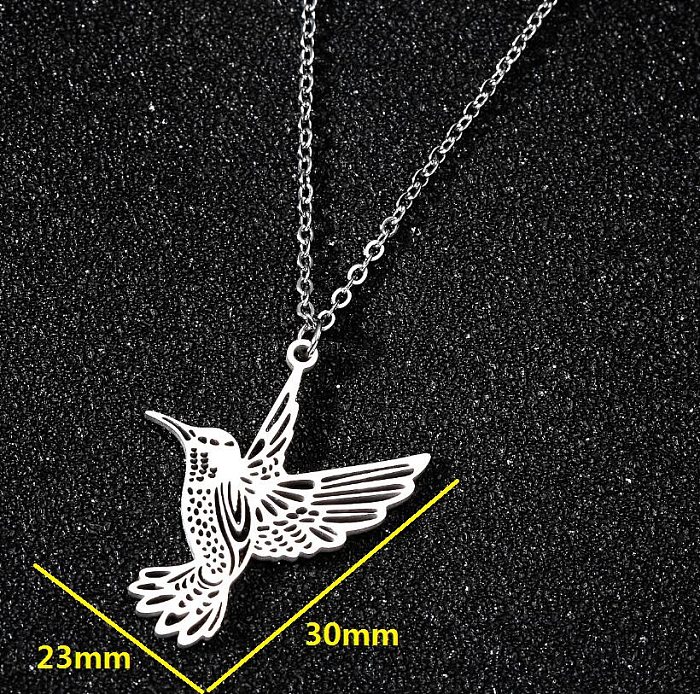 Casual Simple Style Bird Stainless Steel  Plating Hollow Out Pendant Necklace