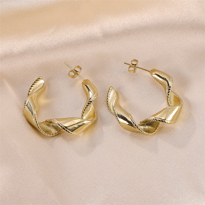 1 paire de clous d'oreilles en acier inoxydable plaqué or 18 carats, style moderne et artistique, The Answer Twist