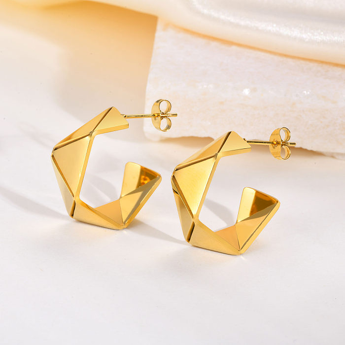 1 Pair IG Style C Shape Irregular Plating Stainless Steel  18K Gold Plated Ear Studs