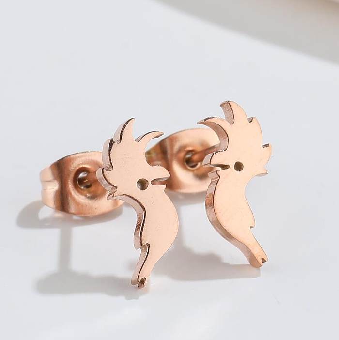 1 Pair Fashion Rabbit Turkey Cat Stainless Steel Plating Hollow Out Ear Studs