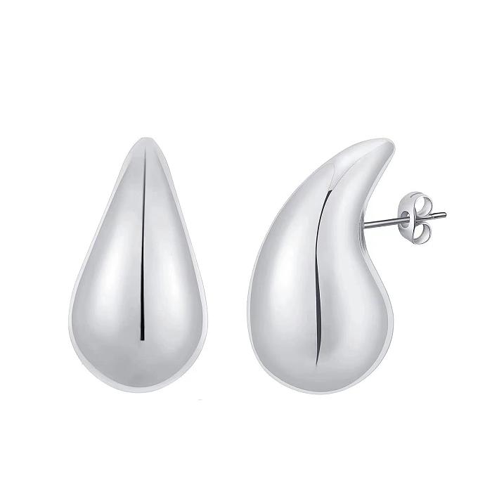 1 Pair Simple Style Water Droplets Plating Stainless Steel  Ear Studs