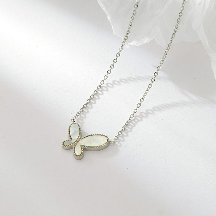 Sweet Simple Style Butterfly Stainless Steel  Plating Gold Plated Pendant Necklace