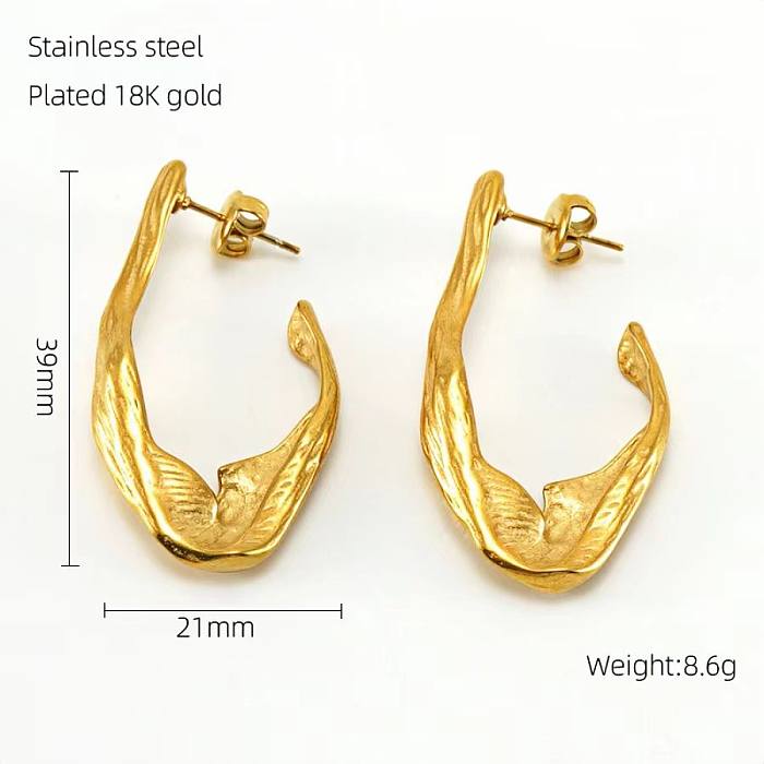1 Pair Basic Simple Style Irregular Plating Stainless Steel  18K Gold Plated Earrings