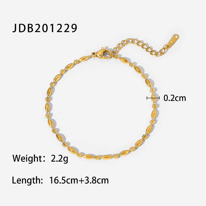Fashion 18K Gold Oval Bead Geometric Stainless Steel Bean Bracelet