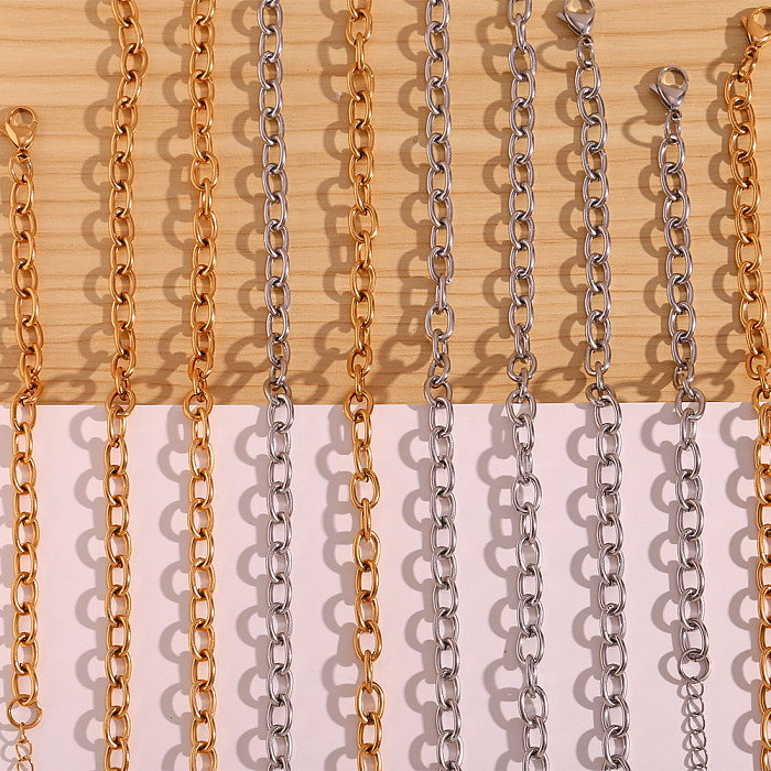 Einfacher schlichter Stil, klassischer Stil, einfarbige Halskette mit Edelstahlbeschichtung und 18-Karat-Vergoldung