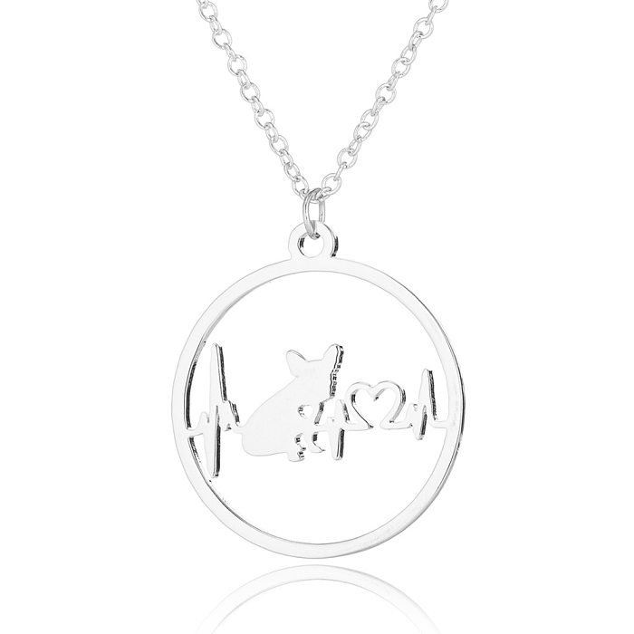 Simple Style Dog Electrocardiogram Stainless Steel  Stainless Steel Plating Hollow Out Pendant Necklace 1 Piece