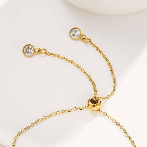 Fashion Simple Pull-out Titanium Steel Diamond Plated 14K Gold Pin Bracelet