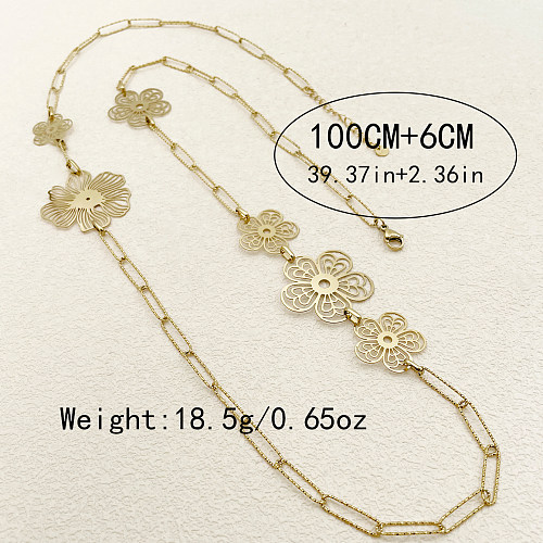 Glam Modern Style Flower Stainless Steel  Plating Gold Plated Necklace