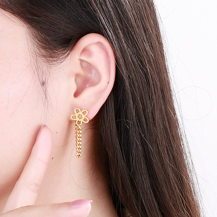 Modische Blumen-Edelstahl-Ohrringe mit Überzug ohne eingelegte Edelstahl-Ohrringe