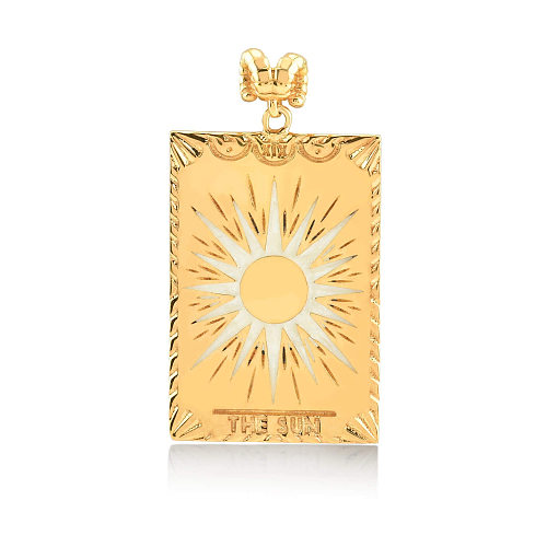 Retro Square Stainless Steel Pendant Necklace Enamel Inlay Artificial Gemstones Stainless Steel  Necklaces