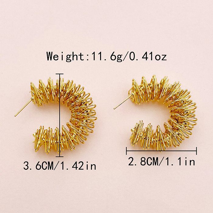 1 Pair Hip-Hop Streetwear C Shape Plating Stainless Steel  Gold Plated Ear Studs