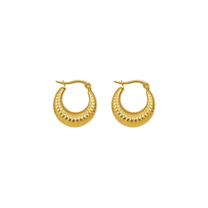 Europäische und amerikanische einfache C-förmige geometrische Edelstahl-Ohrringe mit 18-Karat-Vergoldung