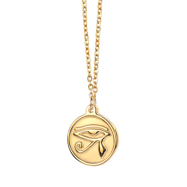 Collier rétro en acier inoxydable, petite pièce ronde, œil d'horus, vente en gros de bijoux, 18K