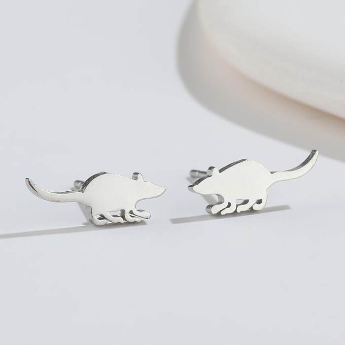 1 par de brincos de orelha de aço inoxidável de estilo simples para animais