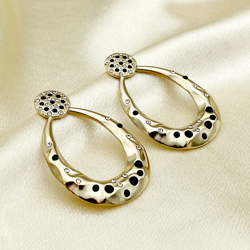 1 Pair Commute Water Droplets Plating Hollow Out Stainless Steel  Gold Plated Drop Earrings