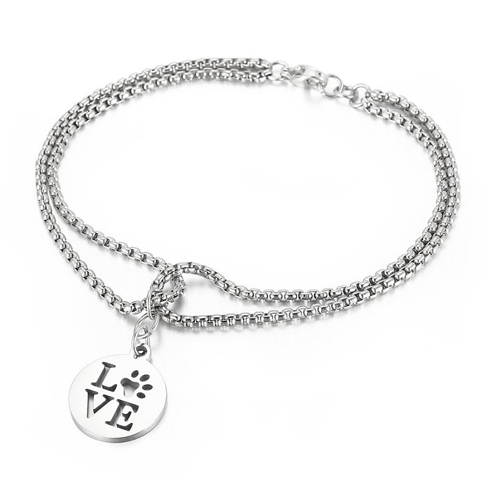 Mode Temperament Element Doppelschicht Perlenkette Big Letter LOVE Ring Anhänger Armband